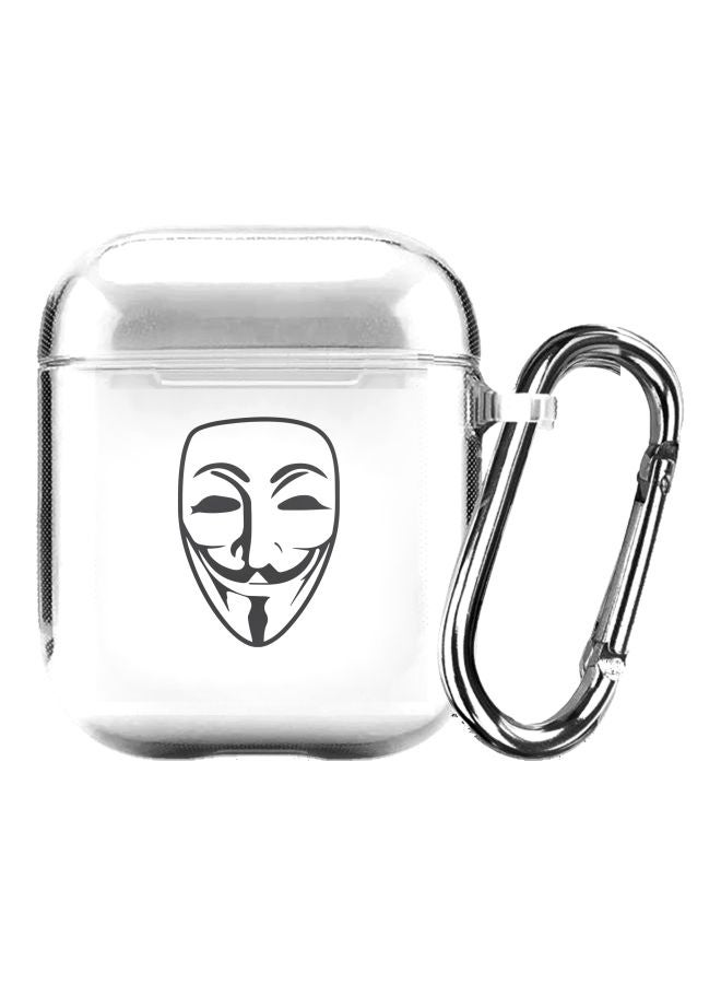 ستايلايزد غطاء حماية مزود بحلقة بطبعة قناع فانديتا من سلسلة كلاسيك لسماعات أبل آيربودز 2/1 شفاف/ أسود - Image 1