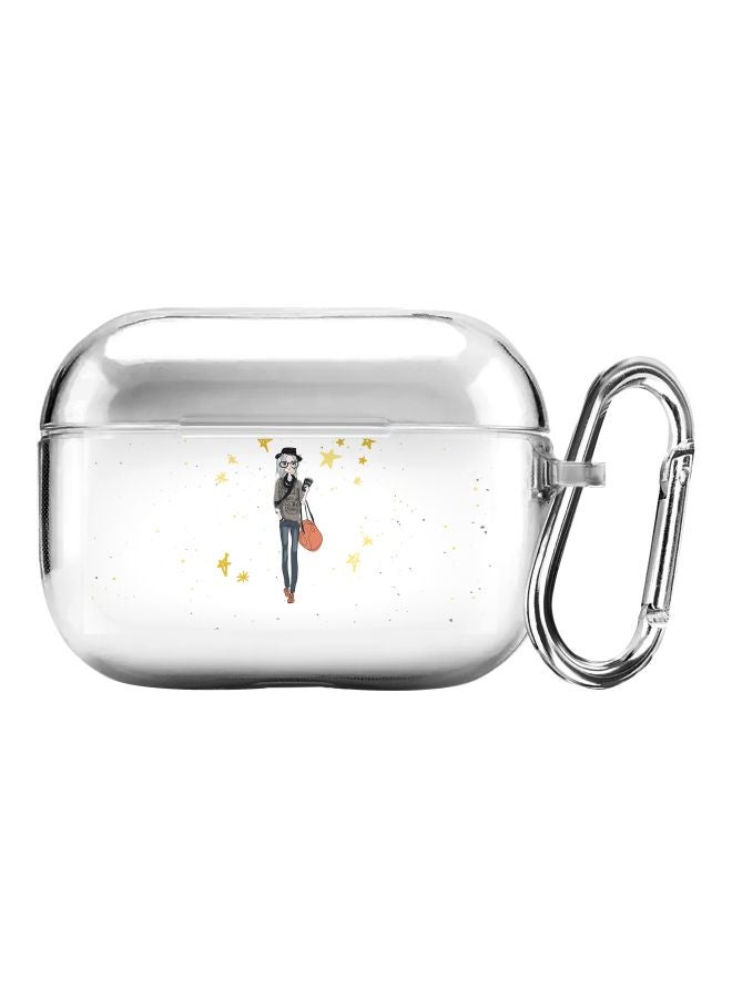 Stylizedd Classic Series Fashionista Printed Case Cover With Carabiner For Apple AirPods Pro Clear/Grey/Yellow - Image 1