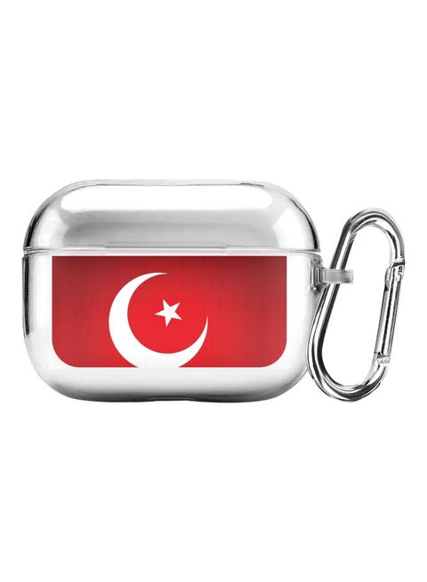 Classic Series Flag Of Turkey Printed Case With Carabiner For Apple AirPods Pro Clear/Red/White