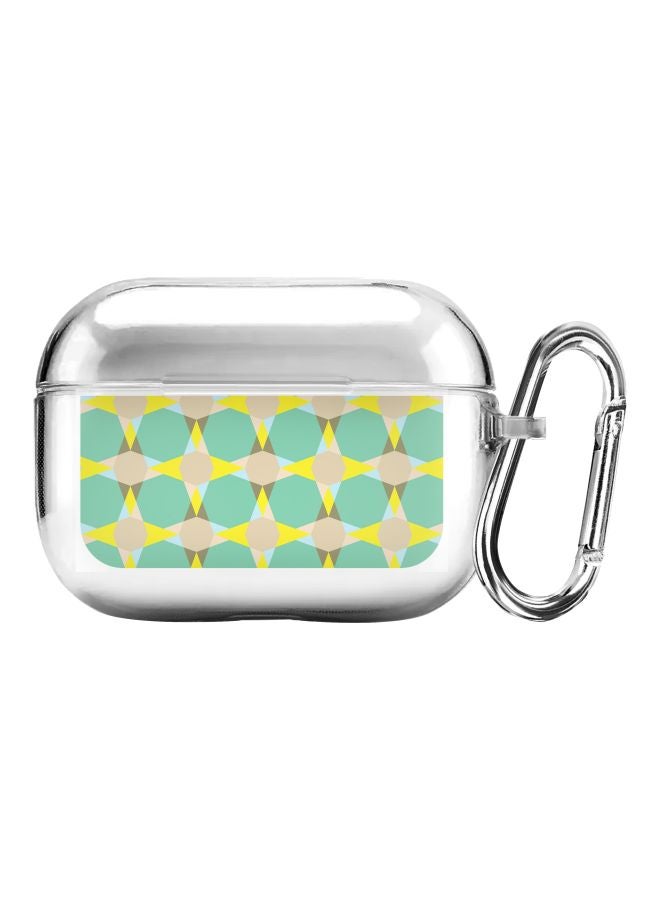 ستايلايزد غطاء حماية بطبعة رسومات نجوم من سلسلة كلاسيك مزود بحلقة بقفل زنبركي لسماعة أبل آيربودز برو شفاف/ أخضر/ أصفر - Image 1