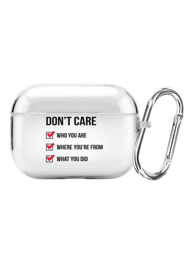 ستايلايزد حافظة واقية مطبوع عليها عبارة Don't Care لسماعات أبل آيربودز برو شفاف/أسود/أحمر - Image 1