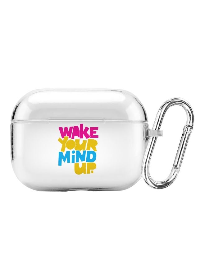 Stylizedd Classic Series Wake Your Mind Up Printed Case Cover With Carabiner For Apple AirPods Pro Clear/Pink/Yellow  - Image 1