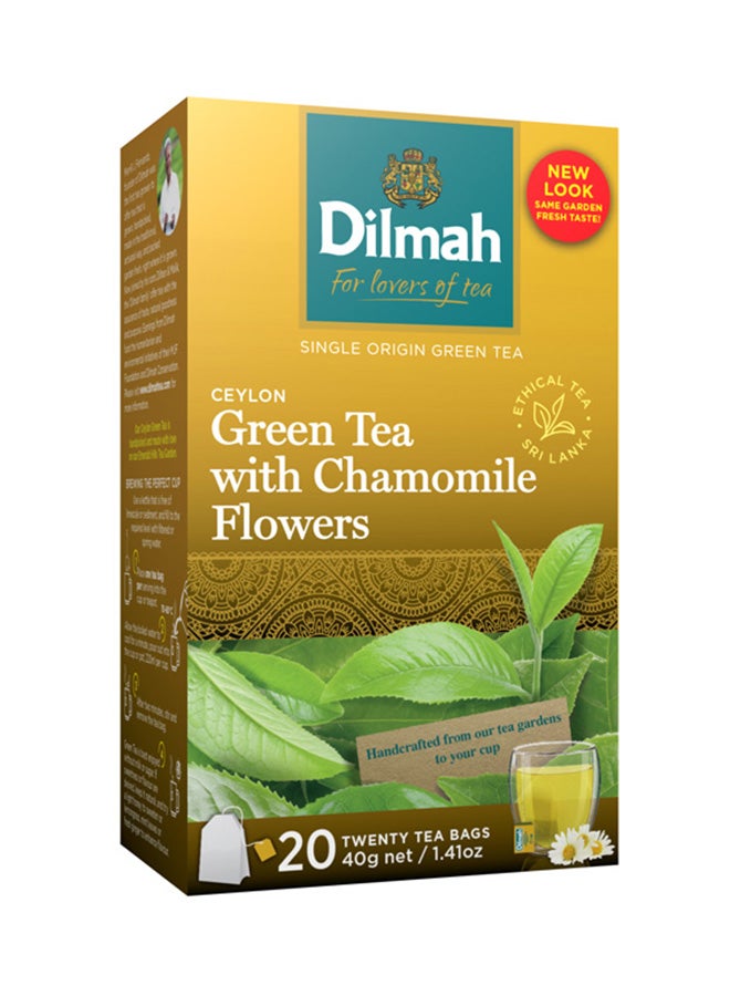 Dilmah 20 Bags Pure Ceylon Green Tea With Chamomile Flowers