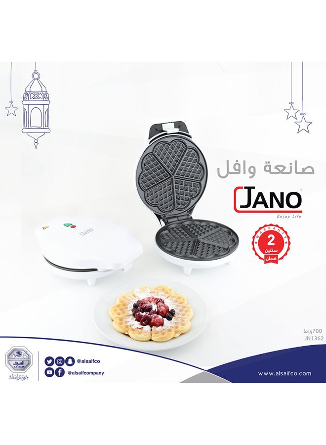 جانو - ماكينة صنع الوافل الكهربائية بقدرة 700 وات 1000 W JN1362 أبيض - Image 1