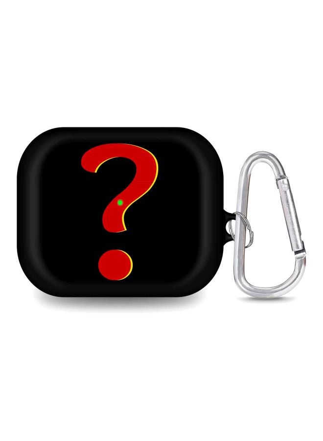 Stylizedd - Question Printed Case Cover With Carabiner For Apple AirPods Pro Generation 1/2 Black/Red - Image 1