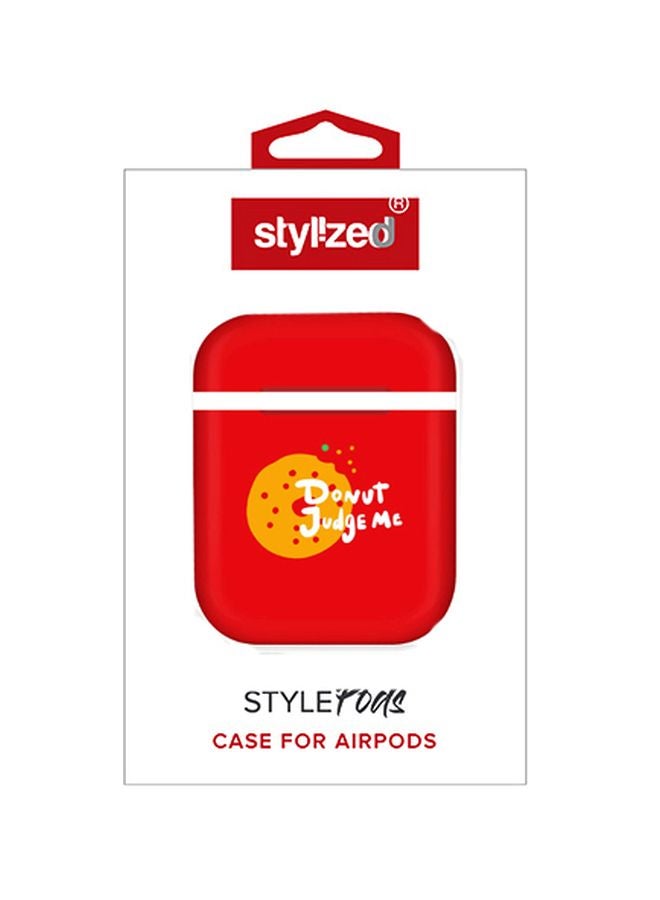 Stylizedd Donut Judge Me Printed Case Cover For Apple AirPods 2/1 Red/Yellow/White  - Image 2