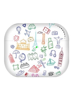Traveler Printed Case Cover With Carabiner For Apple AirPods Pro Generation 1/2 (2019) White/Blue/Yellow