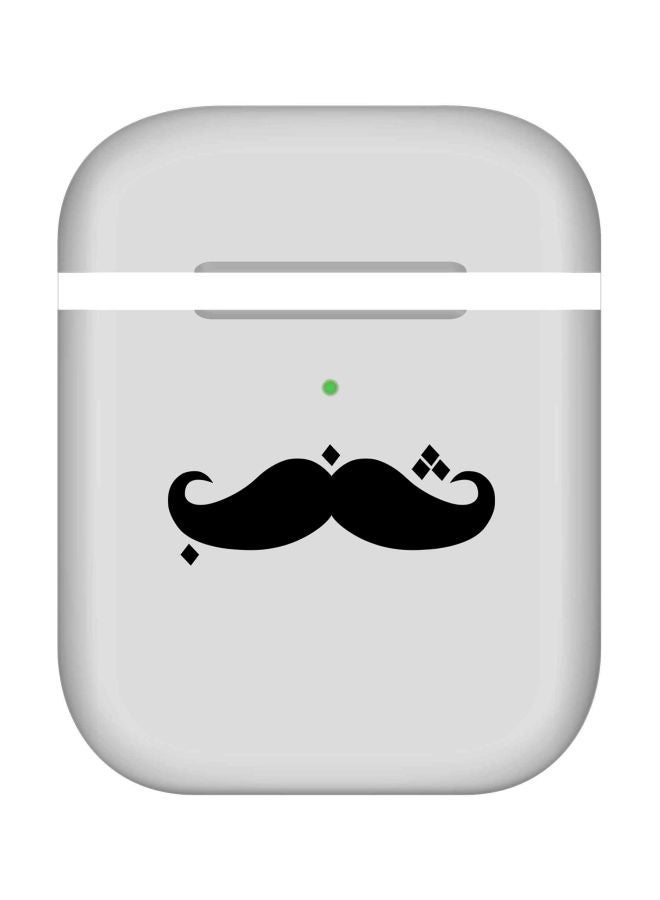 ستايلايزد غطاء حماية بطبعة شنب لسماعة أبل آيربودز 2/1 رمادي / أبيض - Image 1