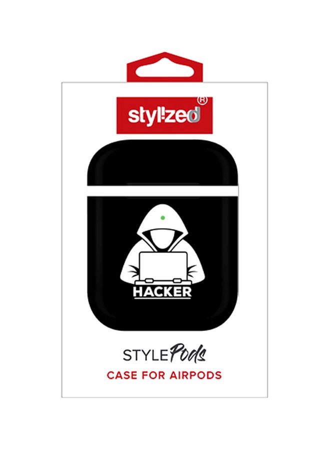 Stylizedd Hacker Printed Case Cover For Apple AirPods 2/1 Black/White - Image 2