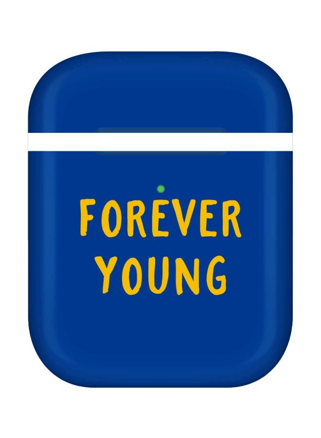 Stylizedd Forever Young Printed Case Cover For Apple AirPods 2/1 Blue/Yellow - Image 1