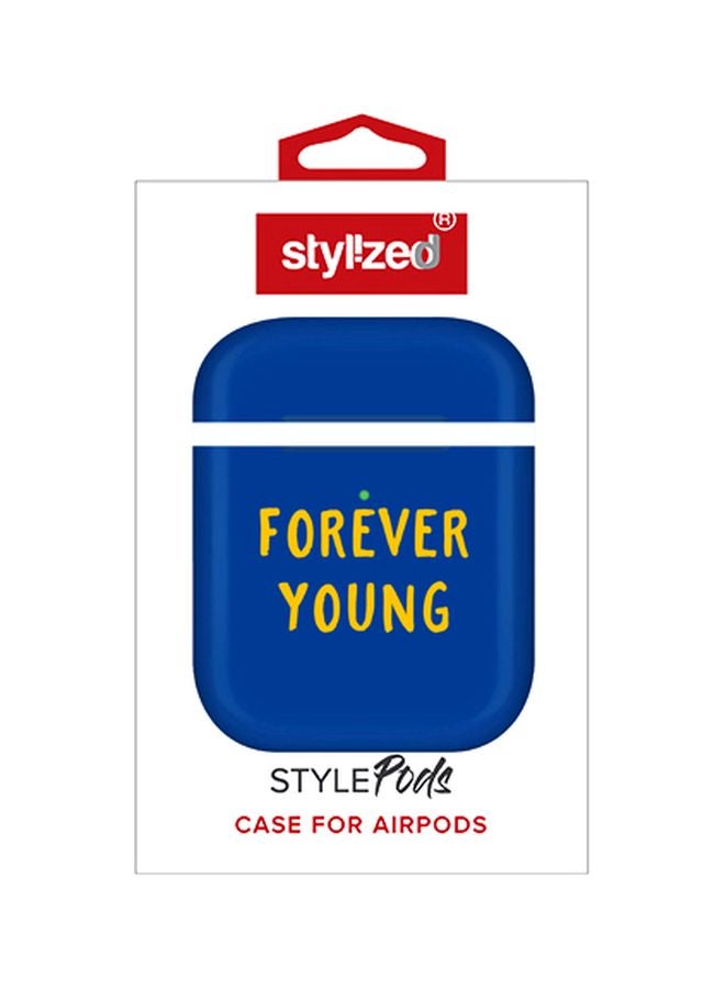 Stylizedd Forever Young Printed Case Cover For Apple AirPods 2/1 Blue/Yellow - Image 2