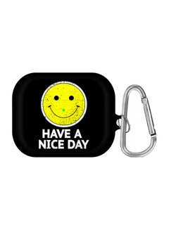 Stylizedd Have A Nice Day Printed Case Cover With Carabiner For Apple AirPods Pro Generation 1/2 (2019) Black/Yellow/White  - Image 1
