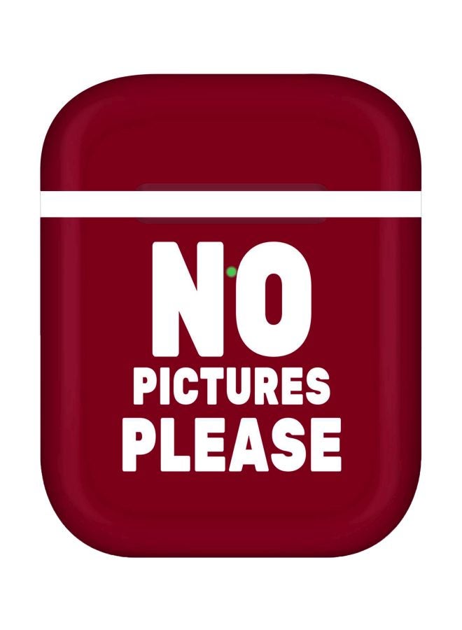 Stylizedd No Pictures Please Printed Case Cover For Apple AirPods 2/1 Red/White - Image 1