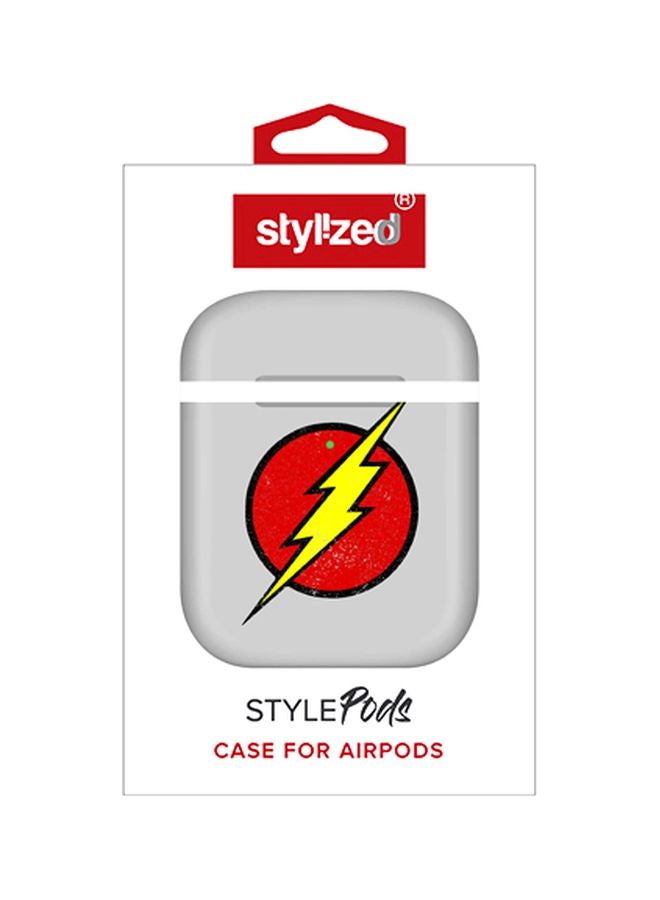 ستايلايزد غطاء حماية بطبعة رمز شخصية فلاش لسماعة أبل آيربودز 1 /2 رمادي/أحمر/أصفر - Image 2