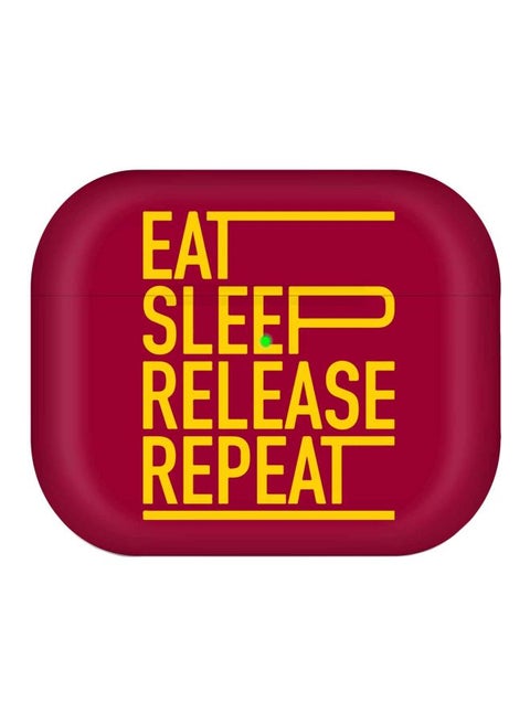 Eat Sleep Release Repeat Printed Case Cover With Carabiner For Apple AirPods Pro Generation 1/2 (2019) Red/Yellow