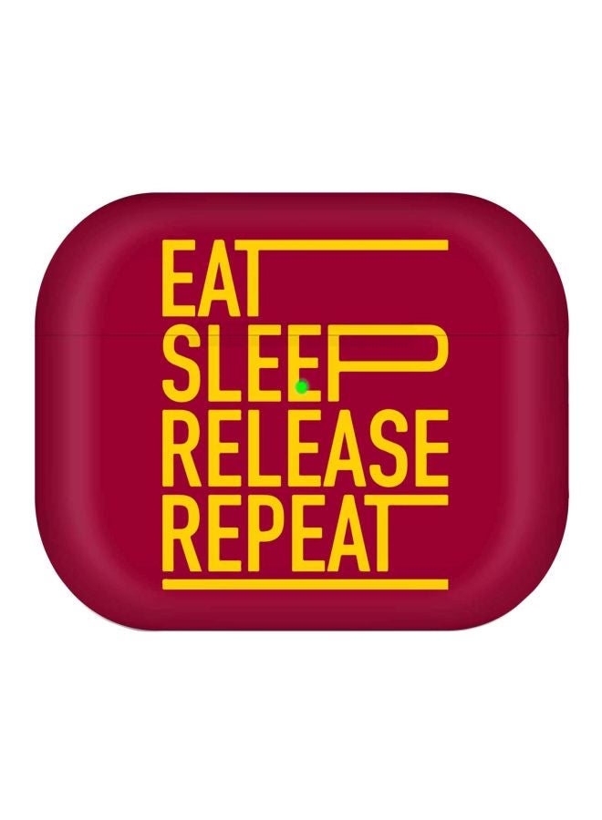 Eat Sleep Release Repeat Printed Case Cover With Carabiner For Apple AirPods Pro Generation 1/2 (2019) Red/Yellow