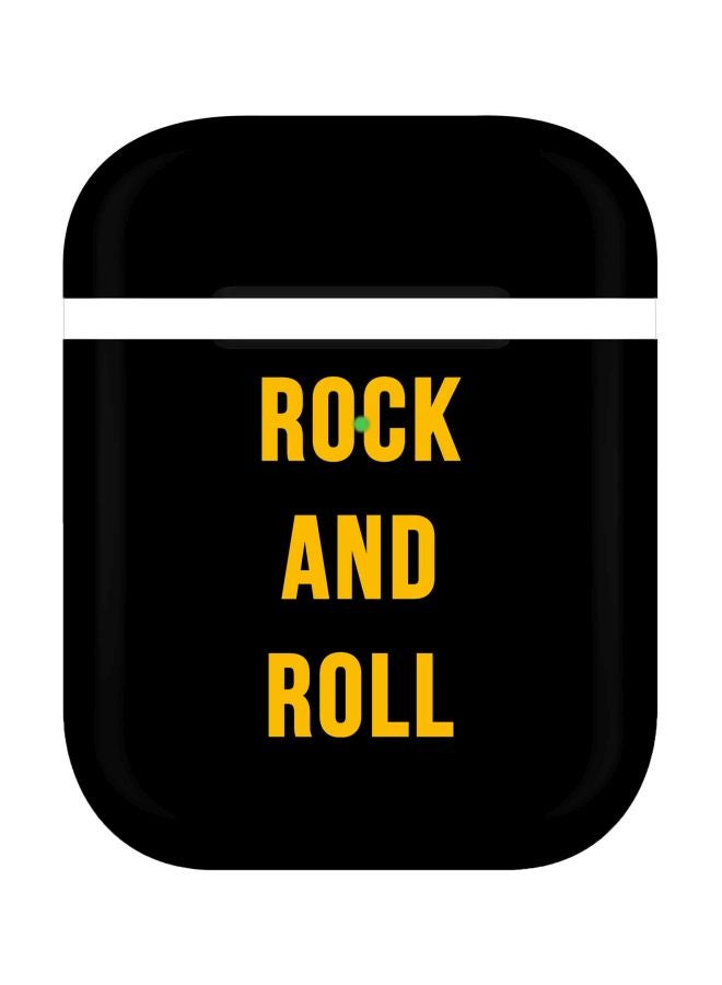 Stylizedd Rock And Roll Printed Case Cover For Apple AirPods 2/1 Black/Yellow - Image 1