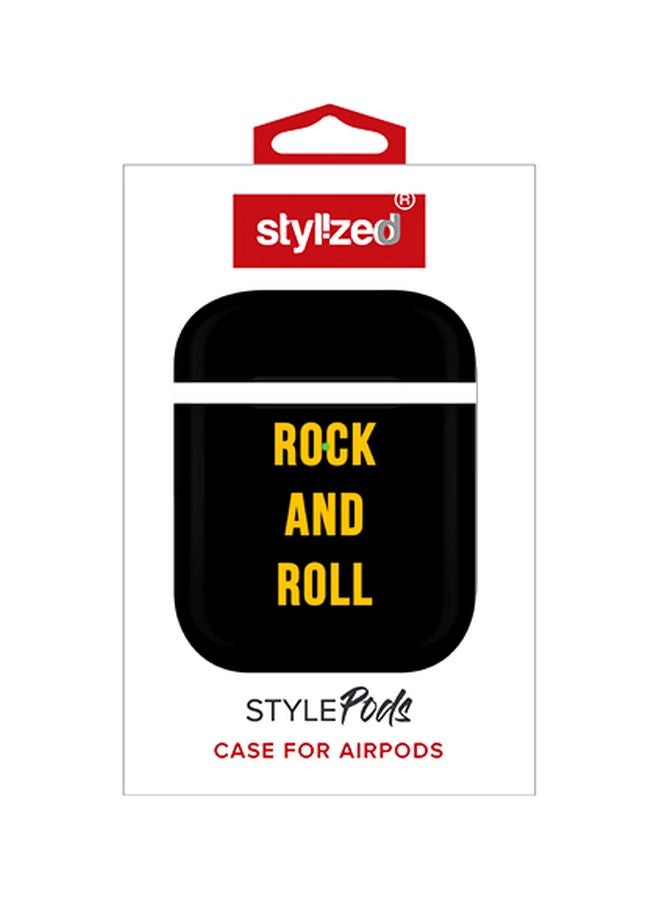 Stylizedd Rock And Roll Printed Case Cover For Apple AirPods 2/1 Black/Yellow - Image 2