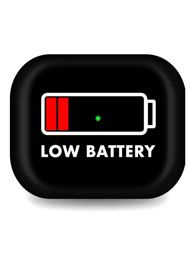 ستايلايزد علبة حماية بطبعة عبارة Low Battery بحلقة للتعليق لسماعة أبل آيربودز برو الجيل 1/2 (2019) أسود/أحمر/أبيض - Image 2