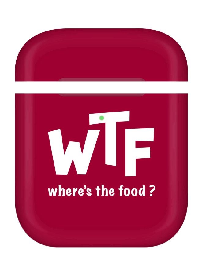 ستايلايزد غطاء حماية بطبعة عبارة "Where's The Food" لسماعة أبل آيربودز 2/1 أحمر/أبيض - Image 1