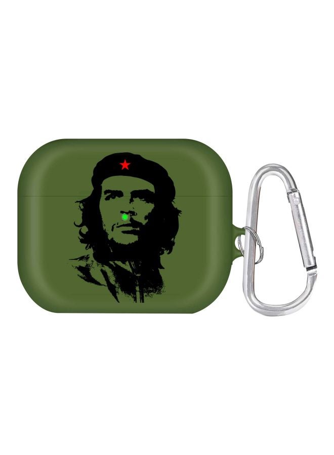 ستايلايزد حافظة واقية بطبعة شخصية تشي جيفارا مزودة بحلقة بقفل زنبركي لسماعة أبل آيربودز برو جينيريشن 1/2 (2019) أخضر/أسود/أحمر - Image 1