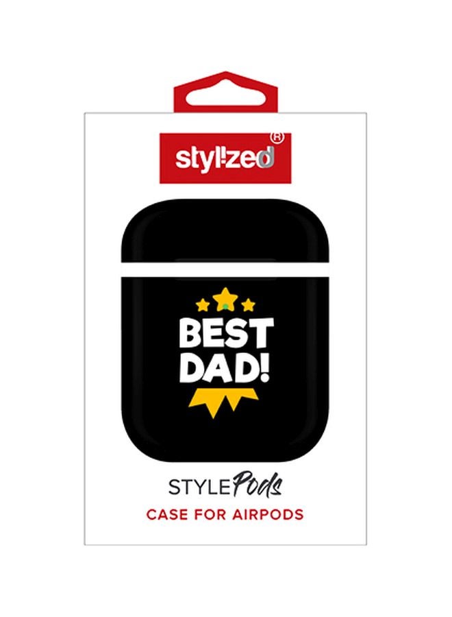 ستايلايزد غطاء حماية بطبعة عبارة 'Best Dad' لعلبة سماعات أبل آيربودز 2/1 أسود/ أبيض/ أصفر - Image 2