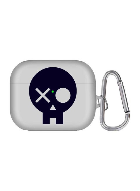 Skull Patch Printed Case Cover With Carabiner For Apple AirPods Pro 1/2 2019 Grey/Black