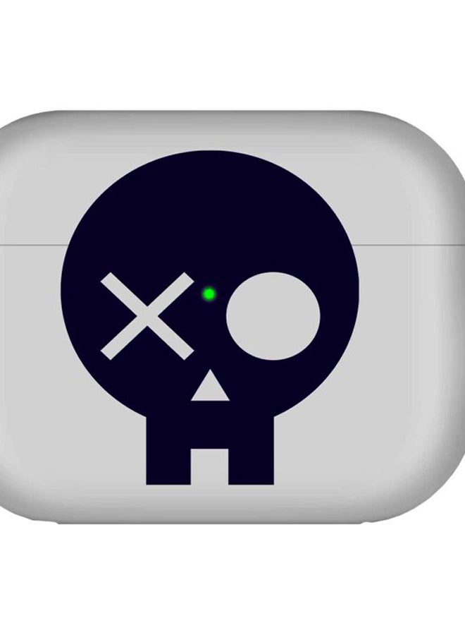 Skull Patch Printed Case Cover With Carabiner For Apple AirPods Pro 1/2 2019 Grey/Black
