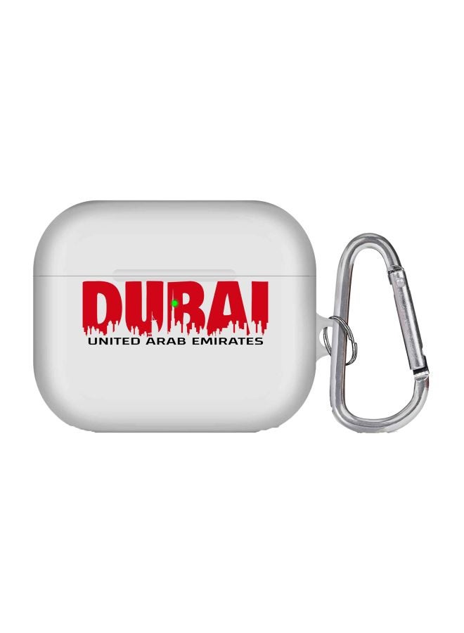 Stylizedd Dubai Horizon Printed Case Cover With Carabiner For Apple AirPods Pro Generation 1/2 (2019) White/Red/Black - Image 1