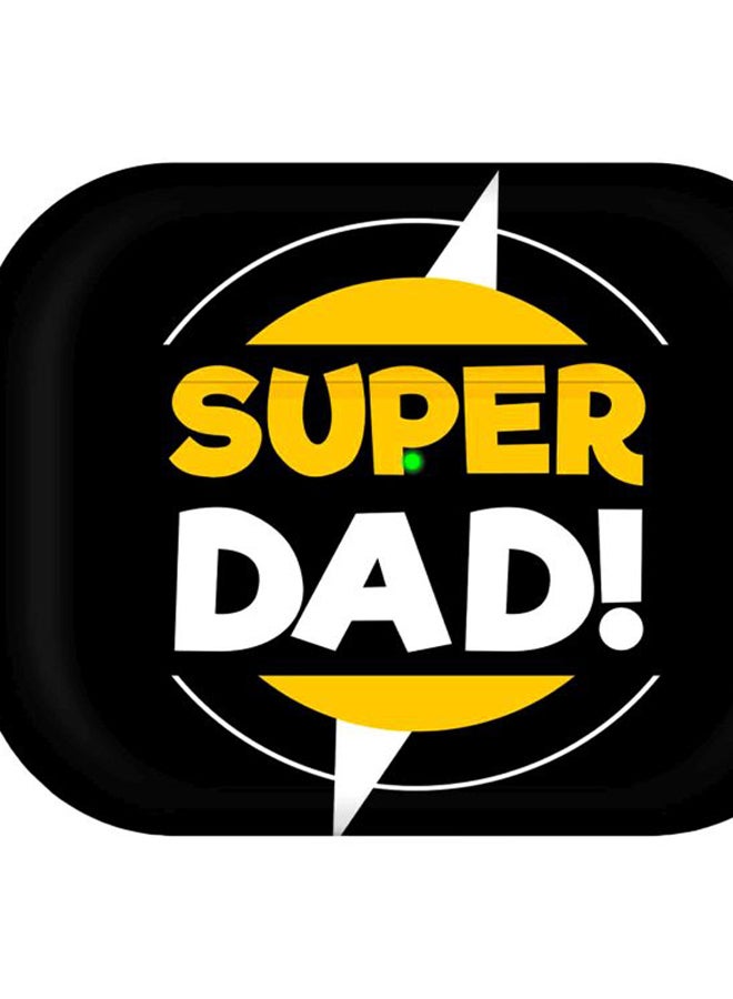 ستايلايزد غطاء حماية بطبعة عبارة "Super Dad" مع حلقة تعليق لسماعة أبل آيربودز برو الجيل 1/2 (2019) أسود/ أصفر/ أبيض - Image 2