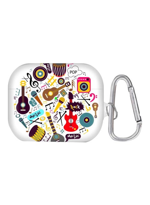 Musical Instruments Printed Case Cover With Carabiner For Apple AirPods Pro Generation 1/2 (2019) White/Brown/Red
