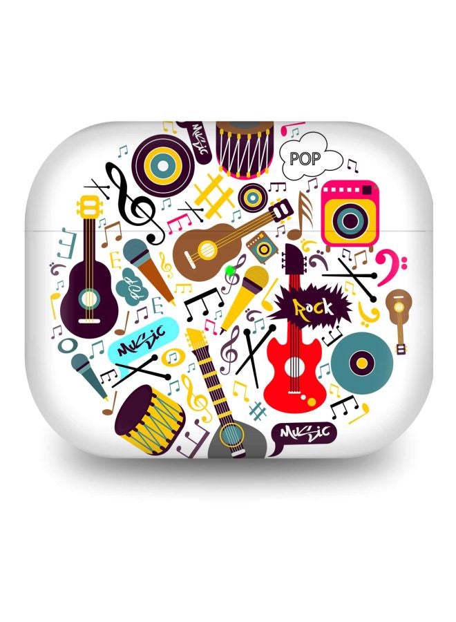 Stylizedd - Musical Instruments Printed Case Cover With Carabiner For Apple AirPods Pro Generation 1/2 (2019) White/Brown/Red - Image 1