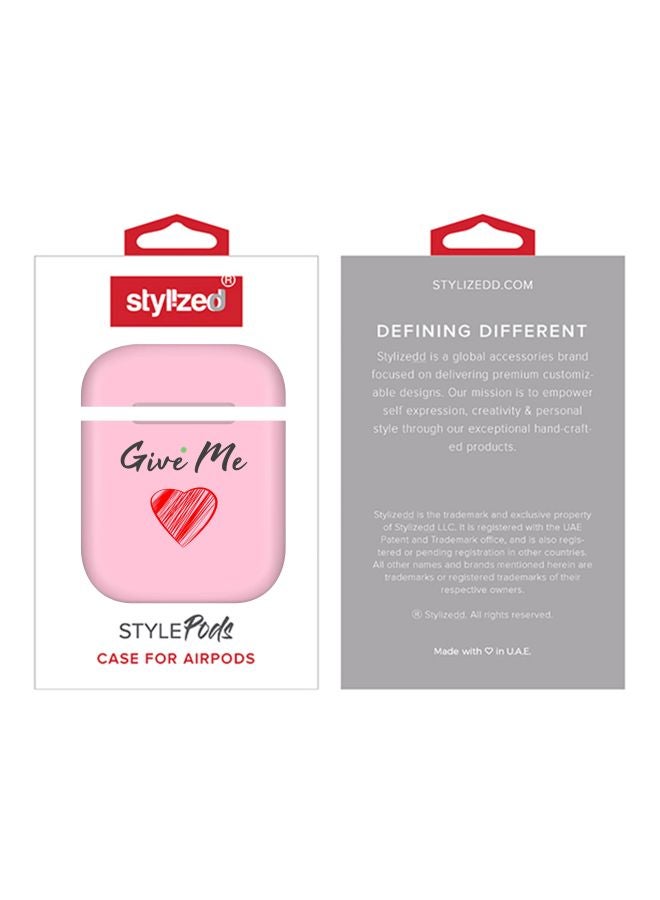 Stylizedd Give Me Love Printed Case For Apple AirPods 2/1 Pink/Black/Red - Image 2