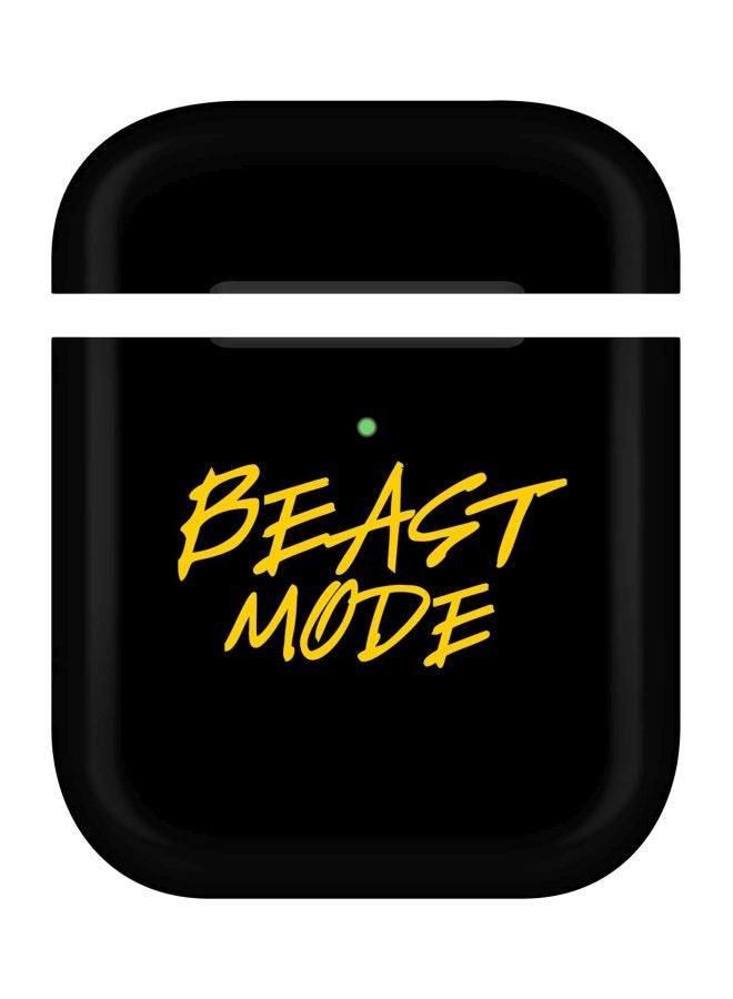 ستايلايزد حافظة حماية بطبعة عبارة "Beast Mode" لسماعات أبل آيربودز ‎2/ 1 أسود/ أصفر - Image 1