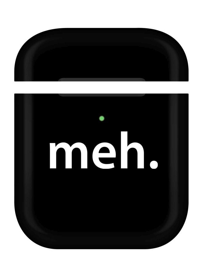 ستايلايزد حافظة حماية بطبعة تحمل كلمة "Meh" لسماعات أبل آيربودز 2/ 1 أسود/ أبيض - Image 1