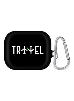 Travel Printed Case With Carabiner For Apple AirPods Pro Black/White
