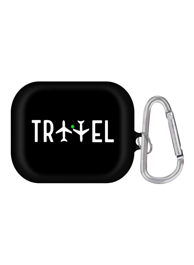 Stylizedd - Travel Printed Case With Carabiner For Apple AirPods Pro Black/White - Image 1