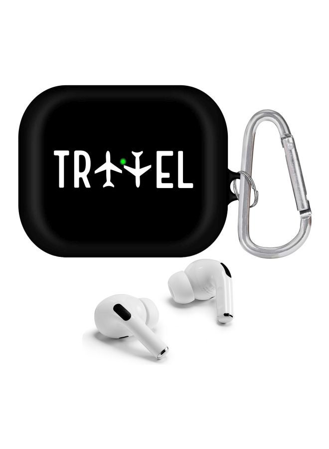 Stylizedd - Travel Printed Case With Carabiner For Apple AirPods Pro Black/White - Image 1