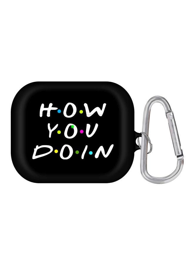 Stylizedd - How You Doin Printed Protective Case With Carabiner For Apple AirPods Pro Black/White/Yellow - Image 1