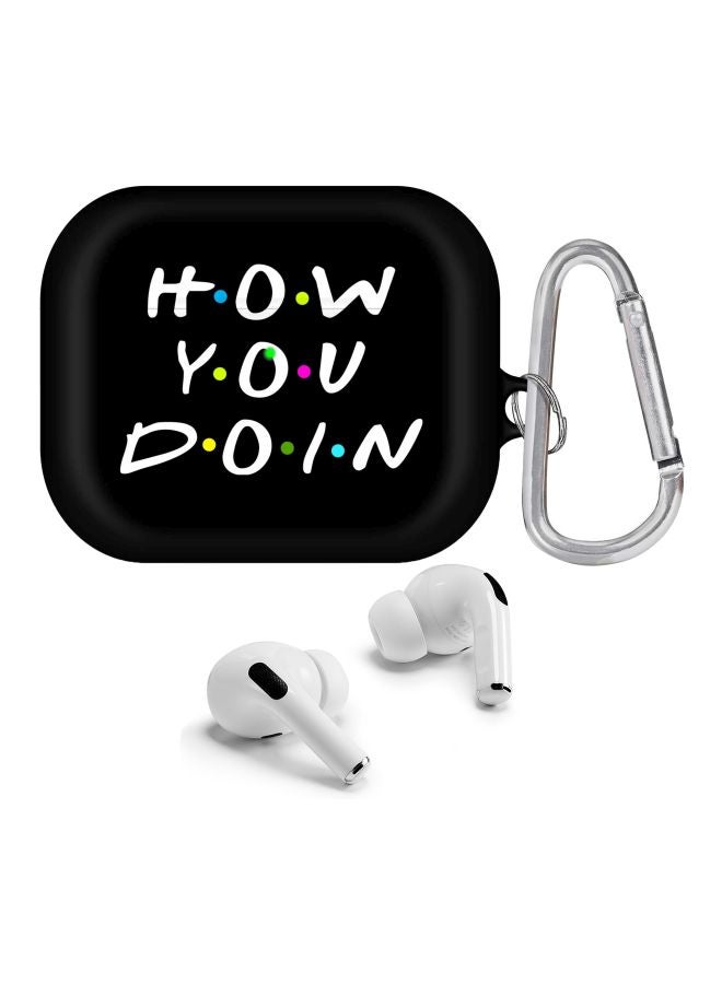Stylizedd - How You Doin Printed Protective Case With Carabiner For Apple AirPods Pro Black/White/Yellow - Image 1