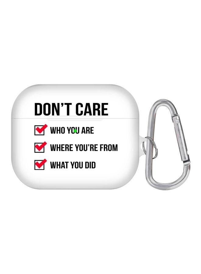 ستايلايزد غطاء حماية بطبعة Don't Care مزود بقفل لسماعات أبل آيربودز برو أبيض/أسود/أحمر - Image 1