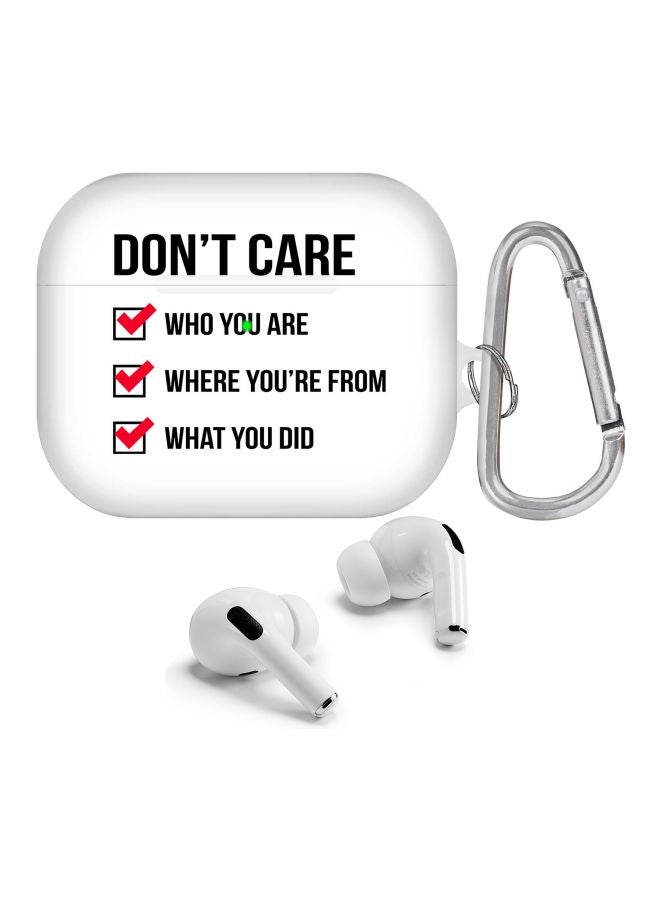 ستايلايزد غطاء حماية بطبعة Don't Care مزود بقفل لسماعات أبل آيربودز برو أبيض/أسود/أحمر - Image 2