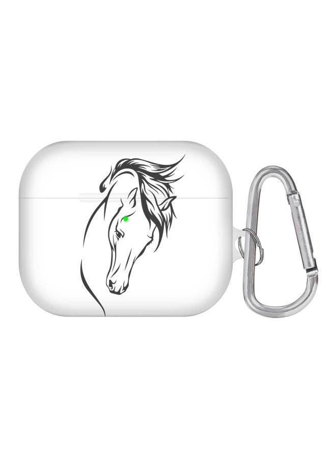 ستايلايزد غطاء حماية واقٍ مطبوع مع حلقة تعليق لسماعة أبل آيربودز برو أبيض/رمادي - Image 1