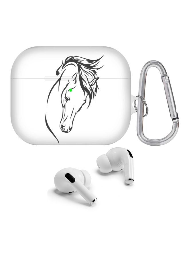 ستايلايزد غطاء حماية واقٍ مطبوع مع حلقة تعليق لسماعة أبل آيربودز برو أبيض/رمادي - Image 2