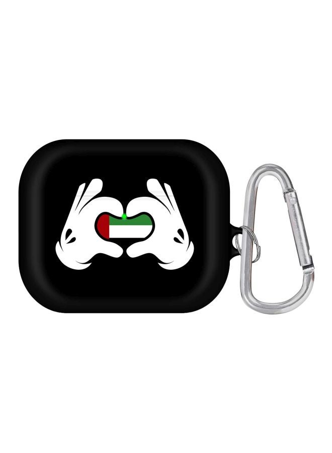Stylizedd Emarati Love Printed Protective Case With Carabiner For Apple AirPods Pro Black/White/Green - Image 1