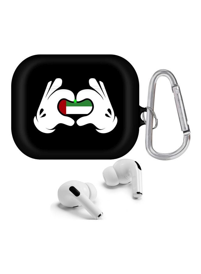 Stylizedd Emarati Love Printed Protective Case With Carabiner For Apple AirPods Pro Black/White/Green - Image 2