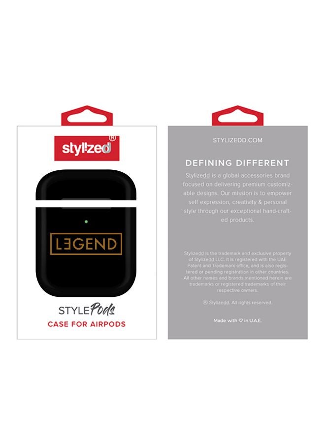 ستايلايزد حافظة حماية واقية بطبعة "Legend" لعلبة شحن سماعات أبل آيربودز 2/1 أسود/بني - Image 2