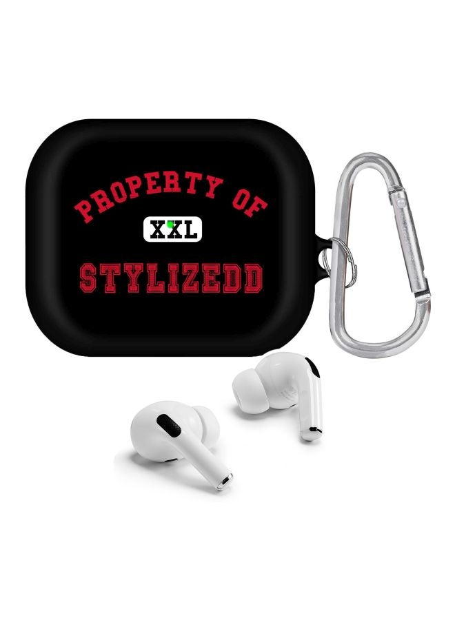 Stylizedd Property Of Printed Case With Carabiner For Apple AirPods Pro Black/Red/White - Image 2