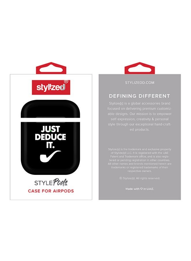 Stylizedd Just Deduce It Printed Protective Case Cover For Apple AirPods 2/1 Black/White - Image 2