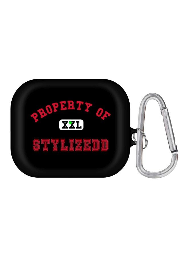 Stylizedd Property Of Printed Case With Carabiner For Apple AirPods Pro Black/Red/White - Image 1